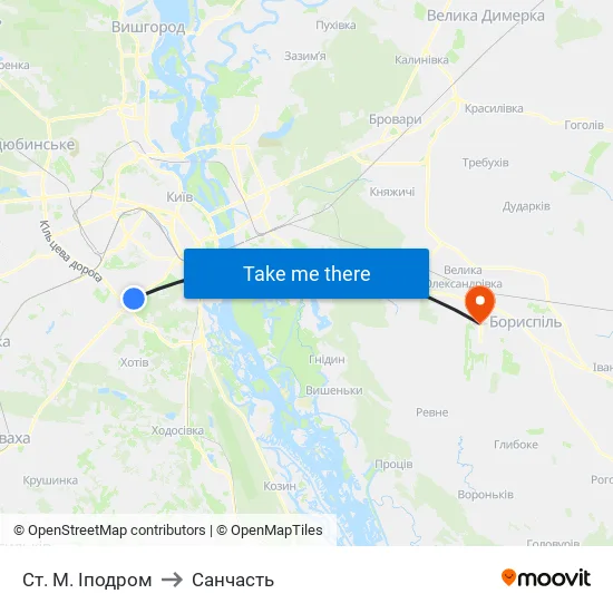Ст. М. Іподром to Санчасть map