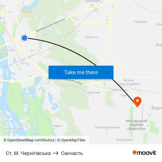 Ст. М. Чернігівська to Санчасть map