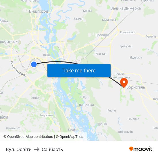 Вул. Освіти to Санчасть map