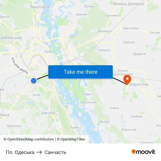Пл. Одеська to Санчасть map