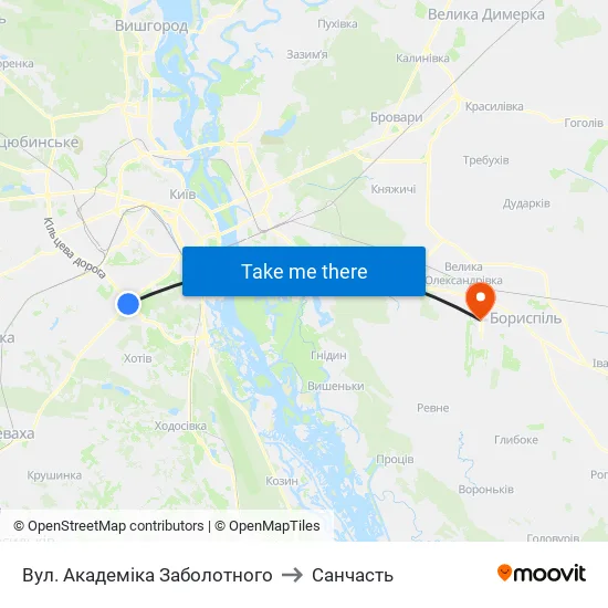 Вул. Академіка Заболотного to Санчасть map