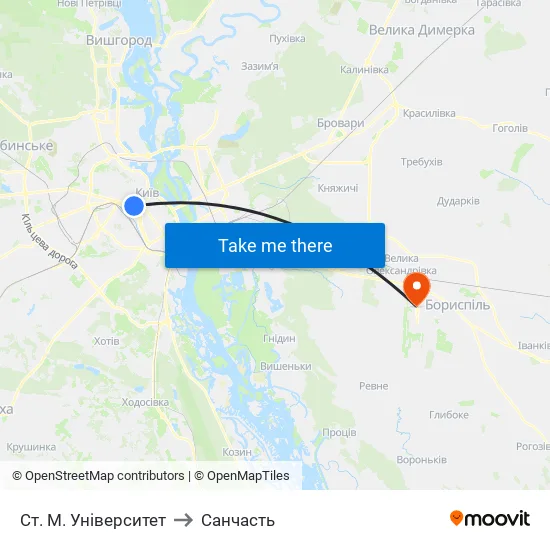 Ст. М. Університет to Санчасть map
