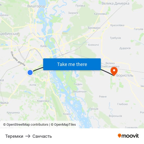 Теремки to Санчасть map
