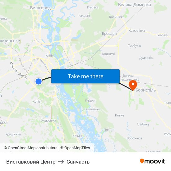 Виставковий Центр to Санчасть map