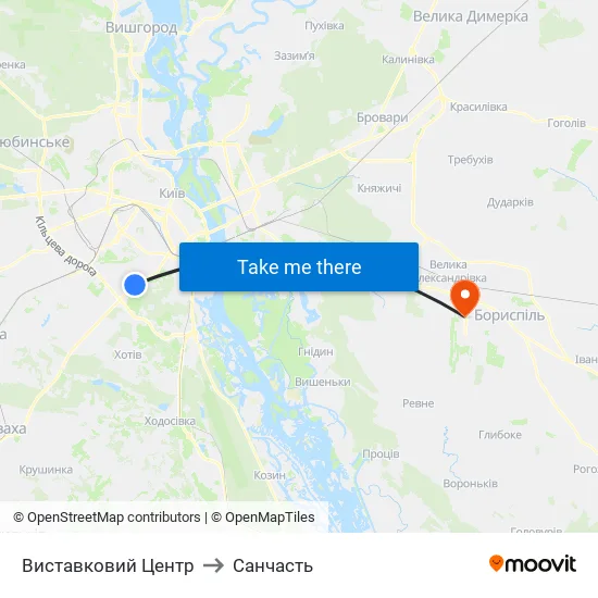 Виставковий Центр to Санчасть map