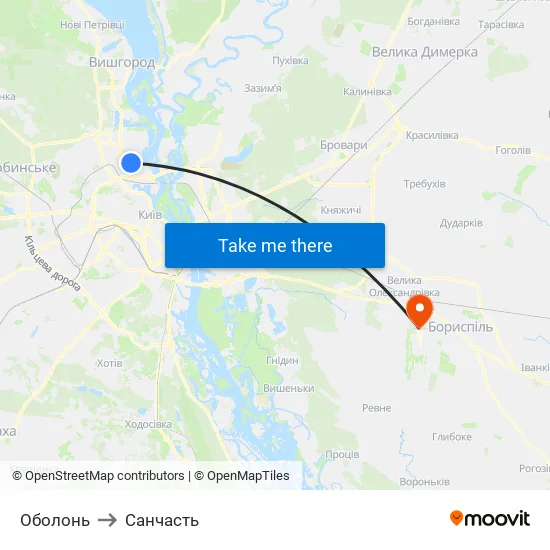 Оболонь to Санчасть map