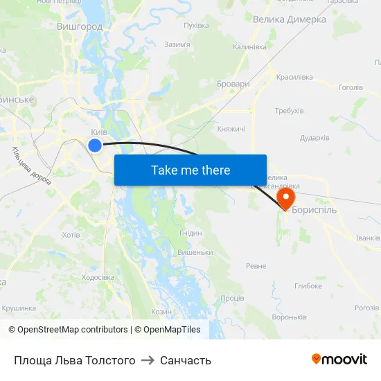 Площа Льва Толстого to Санчасть map