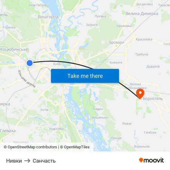 Нивки to Санчасть map