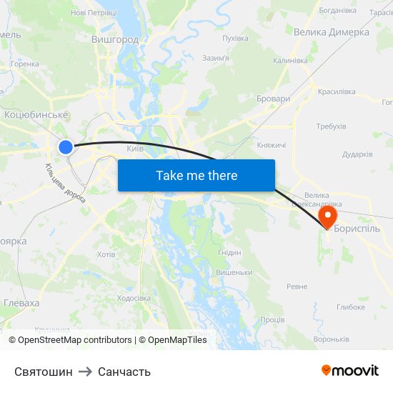 Святошин to Санчасть map