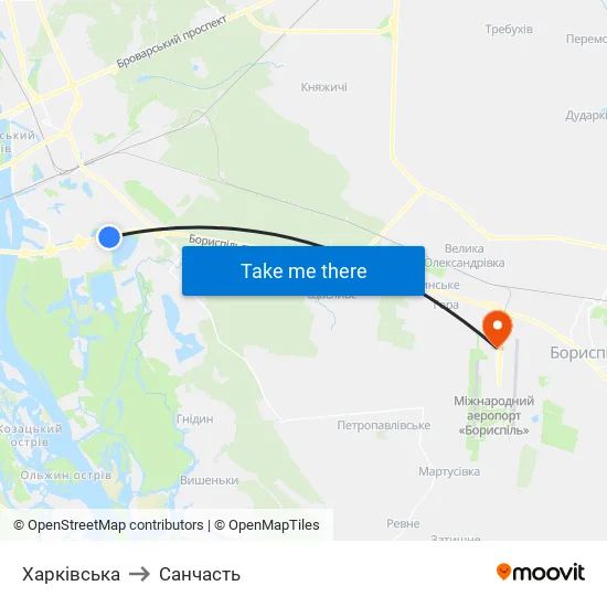 Харківська to Санчасть map