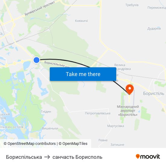 Бориспільська to санчасть Борисполь map