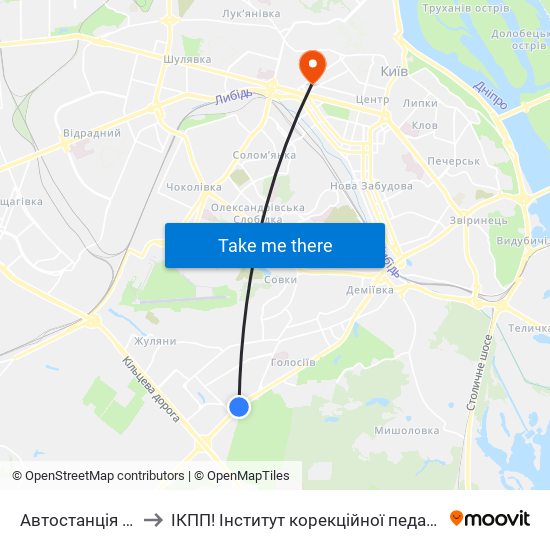 Автостанція Південна to ІКПП! Інститут корекційної педагогіки та психології map