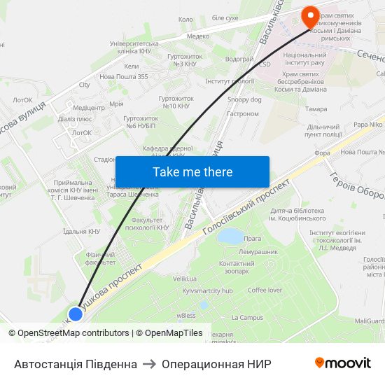 Автостанція Південна to Операционная НИР map