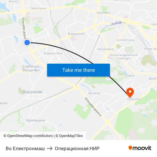 Во Електронмаш to Операционная НИР map