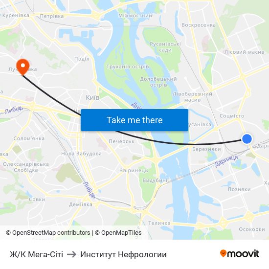 Ж/К Мега-Сiтi to Институт Нефрологии map