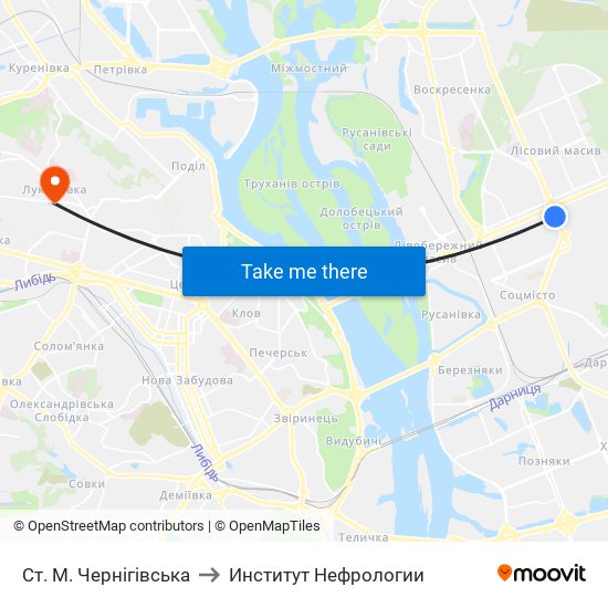 Ст. М. Чернігівська to Институт Нефрологии map