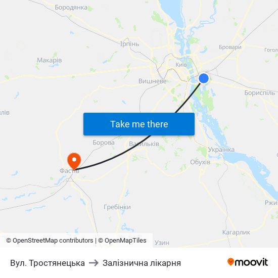 Вул. Тростянецька to Залізнична лікарня map