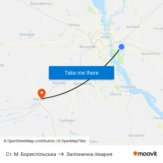 Ст. М. Бориспільська to Залізнична лікарня map