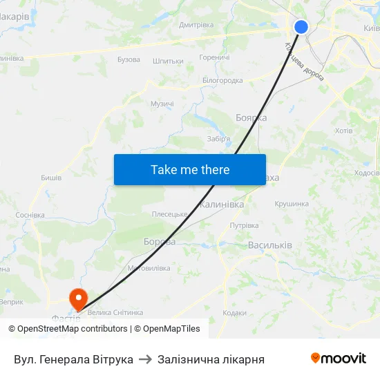 Вул. Генерала Вітрука to Залізнична лікарня map