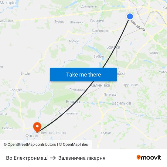 Во Електронмаш to Залізнична лікарня map