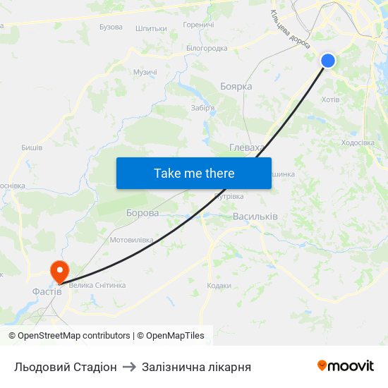 Льодовий Стадіон to Залізнична лікарня map