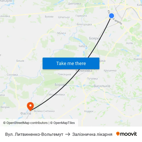 Вул. Литвиненко-Вольгемут to Залізнична лікарня map