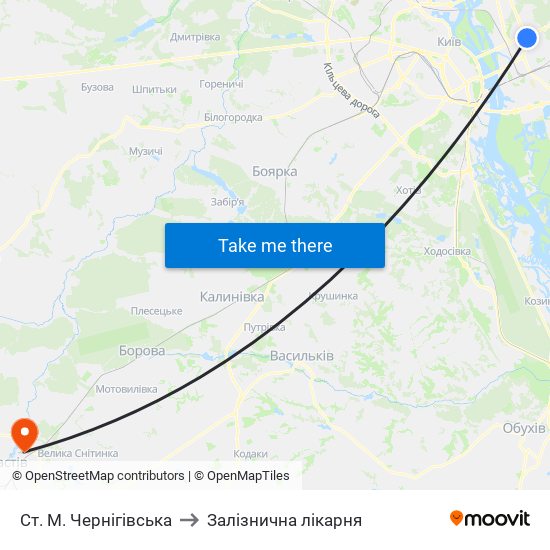 Ст. М. Чернігівська to Залізнична лікарня map