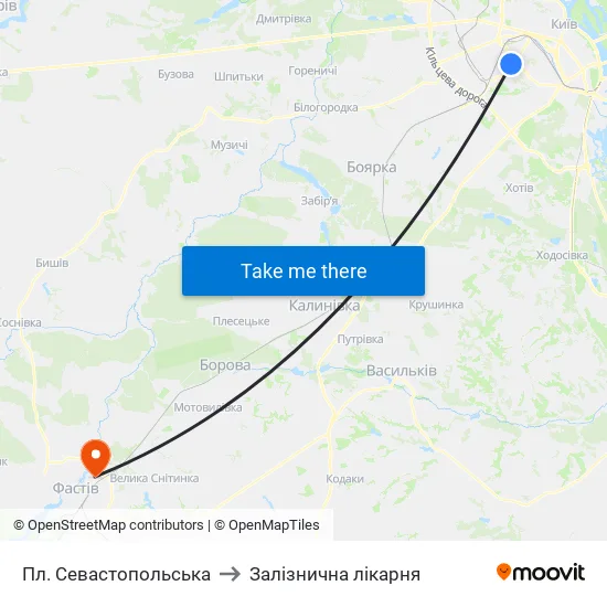 Пл. Севастопольська to Залізнична лікарня map