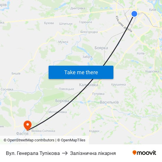 Вул. Генерала Тупікова to Залізнична лікарня map