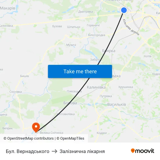 Бул. Вернадського to Залізнична лікарня map