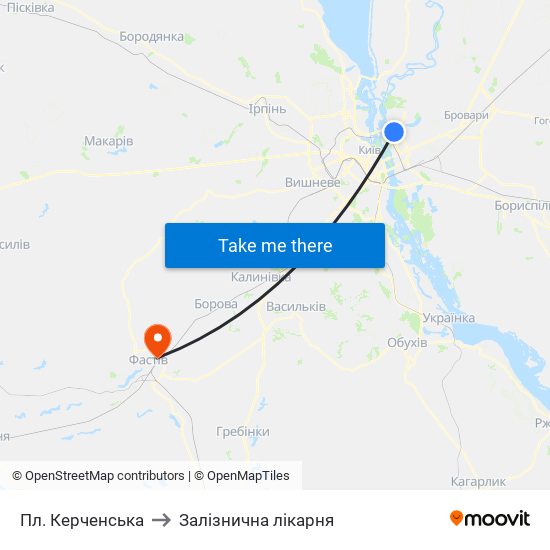 Пл. Керченська to Залізнична лікарня map