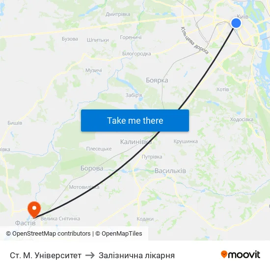 Ст. М. Університет to Залізнична лікарня map