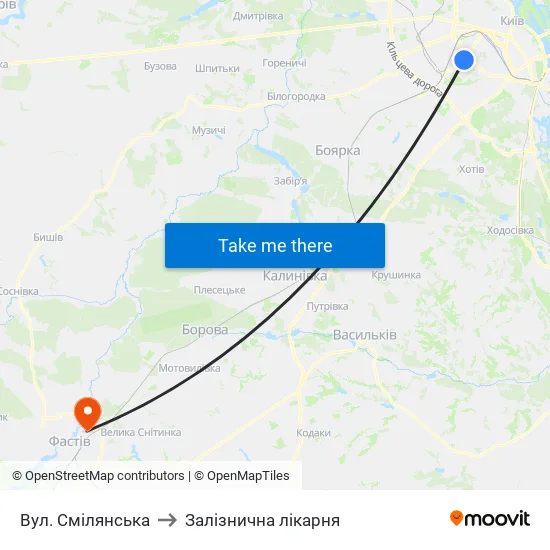 Вул. Смілянська to Залізнична лікарня map