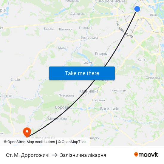 Ст. М. Дорогожичі to Залізнична лікарня map