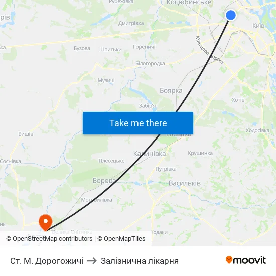 Ст. М. Дорогожичі to Залізнична лікарня map