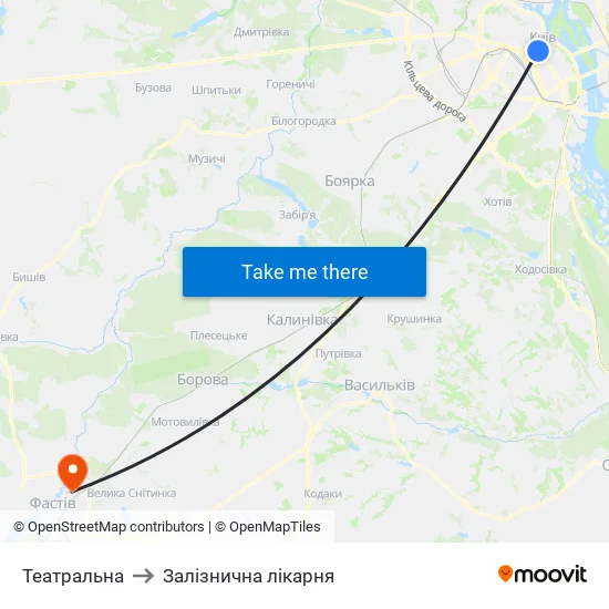 Театральна to Залізнична лікарня map