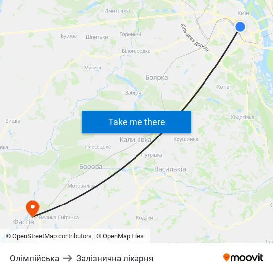 Олімпійська to Залізнична лікарня map