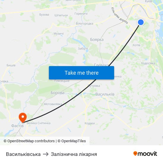 Васильківська to Залізнична лікарня map