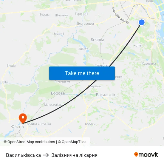 Васильківська to Залізнична лікарня map