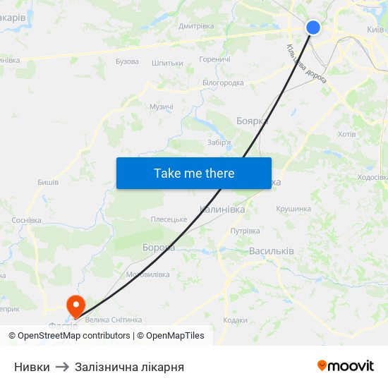 Нивки to Залізнична лікарня map