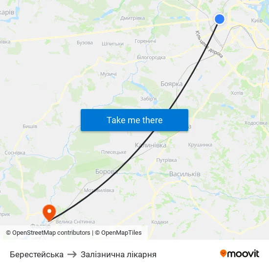 Берестейська to Залізнична лікарня map