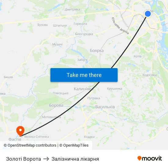 Золоті Ворота to Залізнична лікарня map