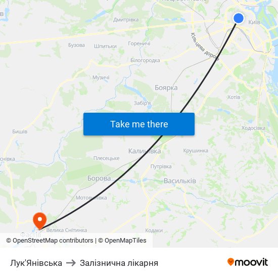 Лук'Янівська to Залізнична лікарня map