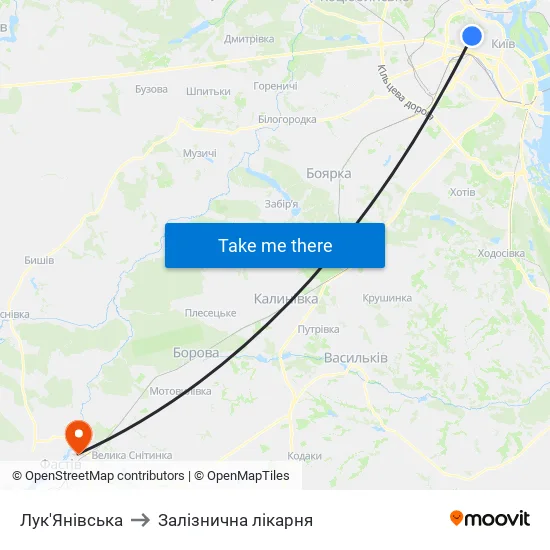 Лук'Янівська to Залізнична лікарня map