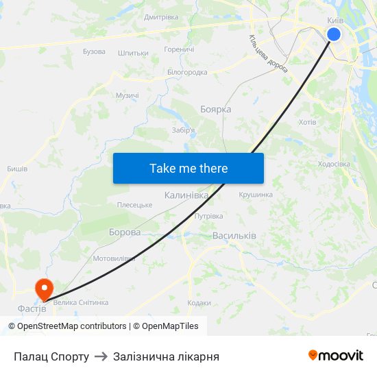 Палац Спорту to Залізнична лікарня map