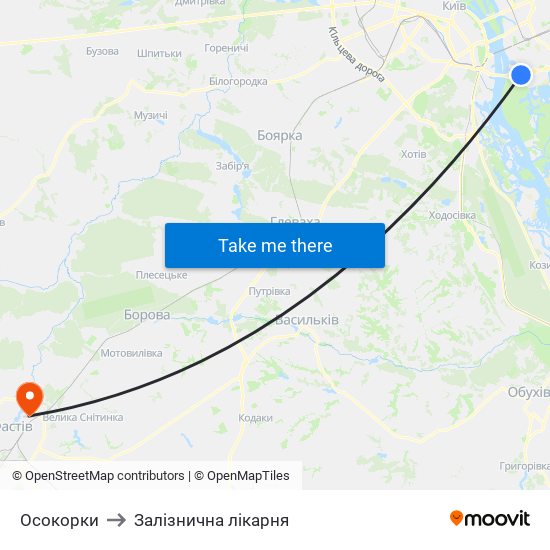 Осокорки to Залізнична лікарня map