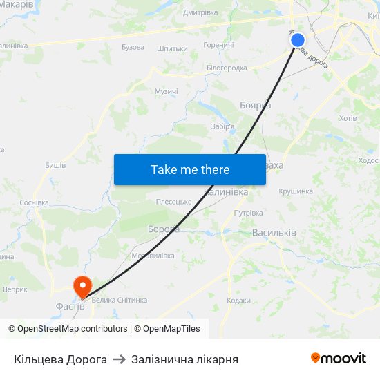 Кільцева Дорога to Залізнична лікарня map