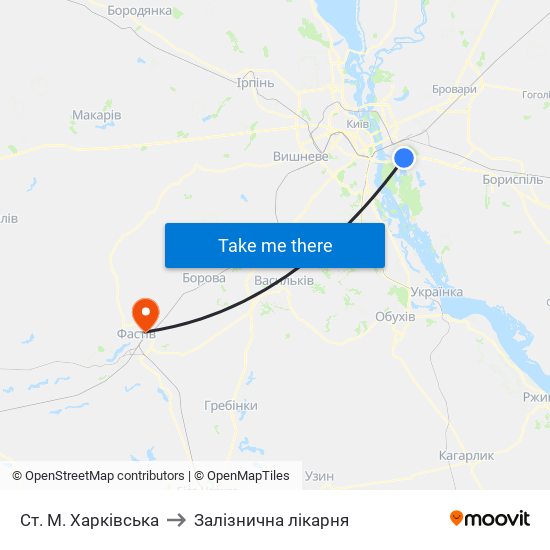 Ст. М. Харківська to Залізнична лікарня map