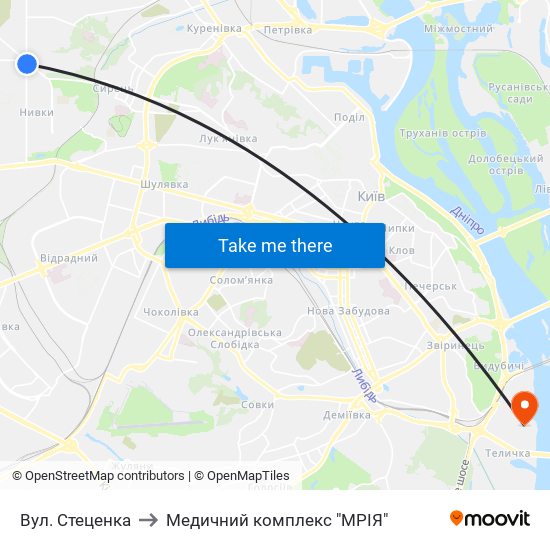 Вул. Стеценка to Медичний комплекс "МРІЯ" map