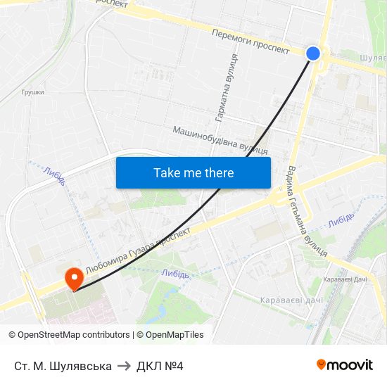 Ст. М. Шулявська to ДКЛ №4 map
